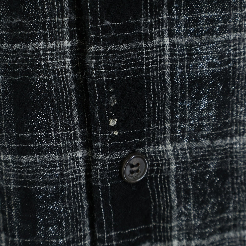 SAINT LAURENT PARIS(サンローランパリ) チェック柄 ガーゼ ウール 長袖シャツ ブラック #M DO10 666863 Y23W