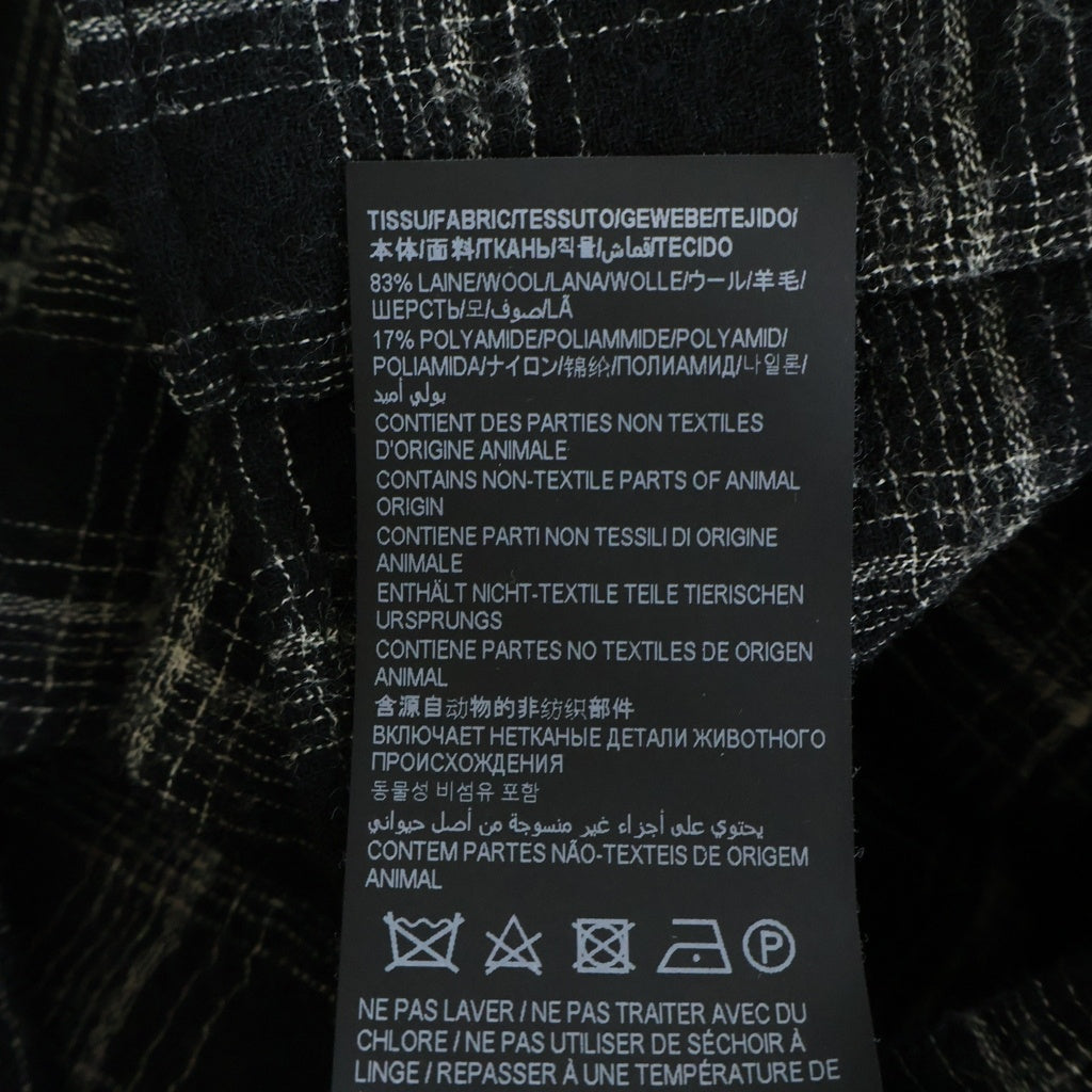 SAINT LAURENT PARIS(サンローランパリ) チェック柄 ガーゼ ウール 長袖シャツ ブラック #M DO10 666863 Y23W