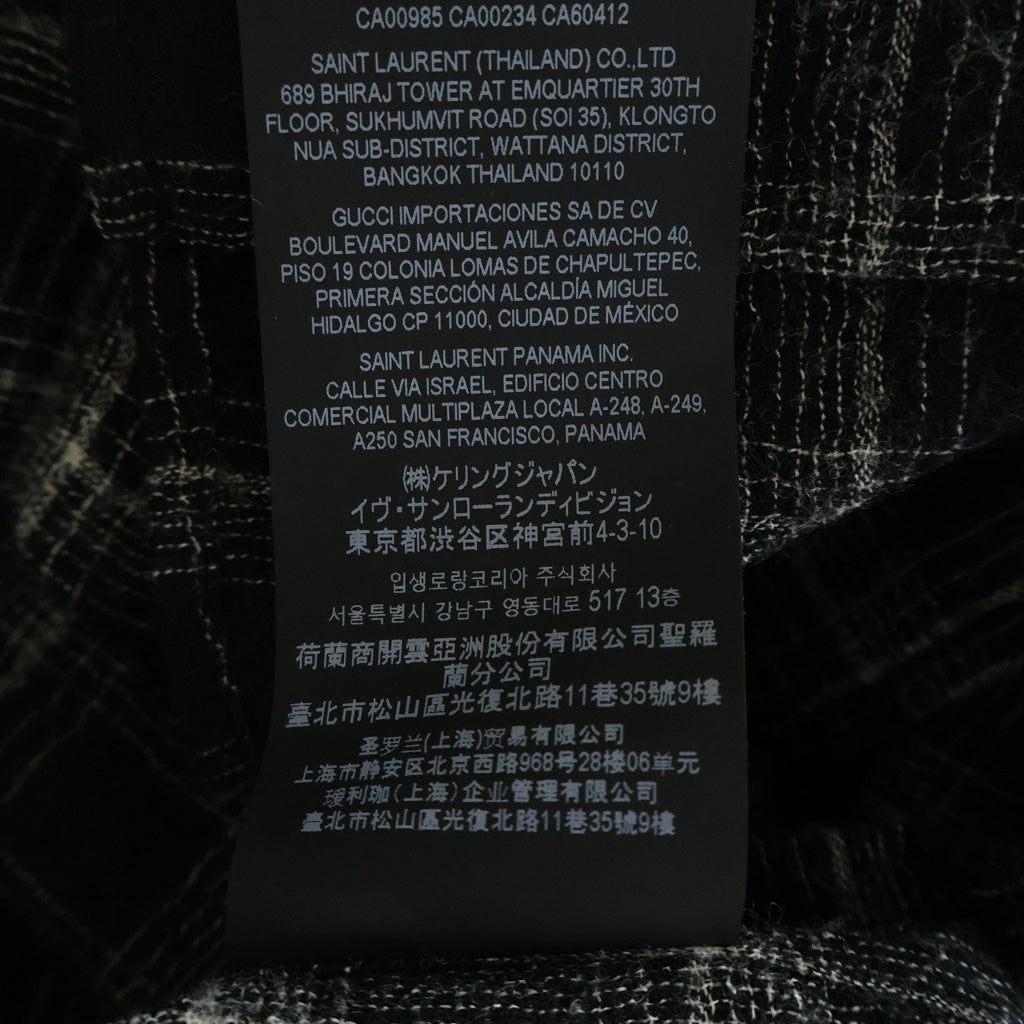 SAINT LAURENT PARIS(サンローランパリ) チェック柄 ガーゼ ウール 長袖シャツ ブラック #M DO10 666863 Y23W