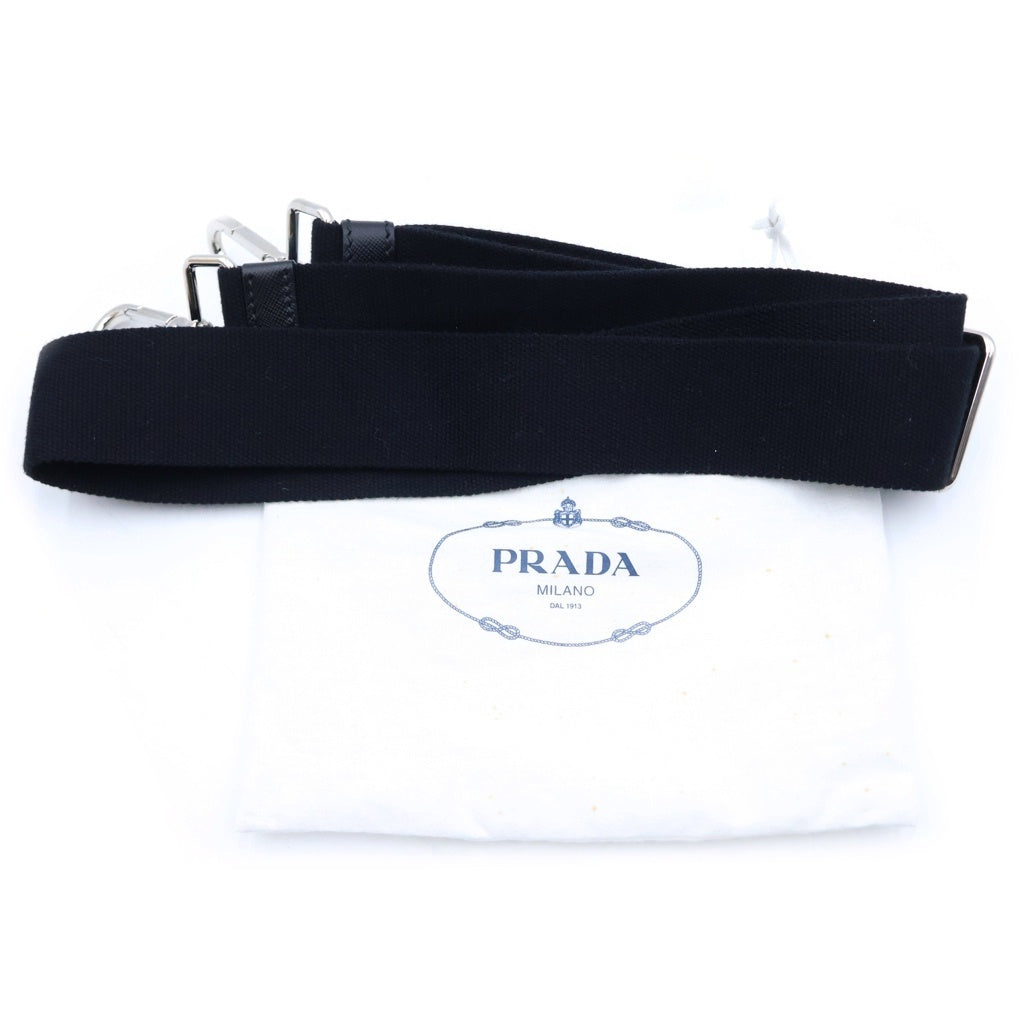 PRADA(プラダ) カナパ ラインストーン 2WAYハンドバッグ ショルダーバッグ グレー デニム シルバー金具 レディース