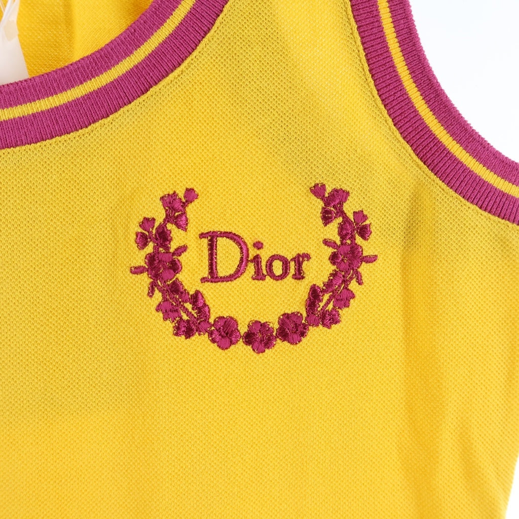 Christian Dior(クリスチャンディオール) フロントロゴ刺繍 ゴルフタンクトップ ノースリーブ イエロー #38 4A16155910 レディース