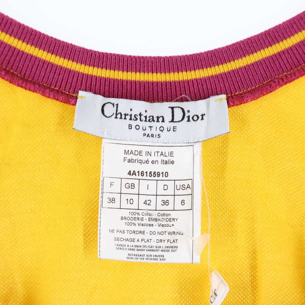 Christian Dior(クリスチャンディオール) フロントロゴ刺繍 ゴルフタンクトップ ノースリーブ イエロー #38 4A16155910 レディース