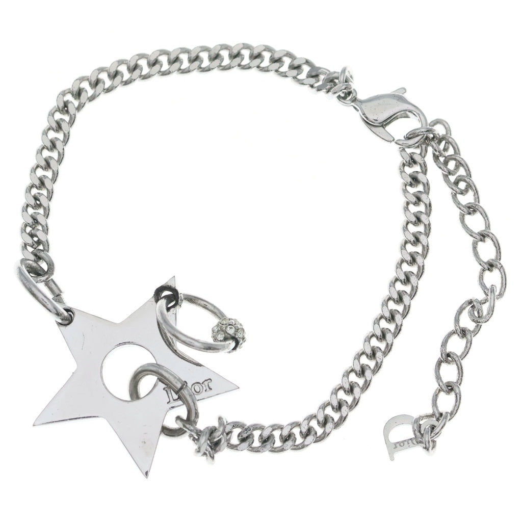 Christian Dior(クリスチャンディオール) スターモチーフ ラインストーンブレスレット シルバー チェーン レディース