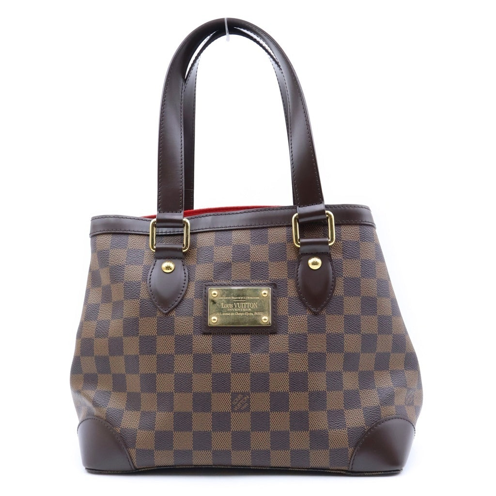 LOUIS VUITTON(ルイヴィトン) ダミエ ハムステッドPM ハンドバッグ トートバッグ ブラウン レザー×PVC N51205 ゴールド金具 レディース