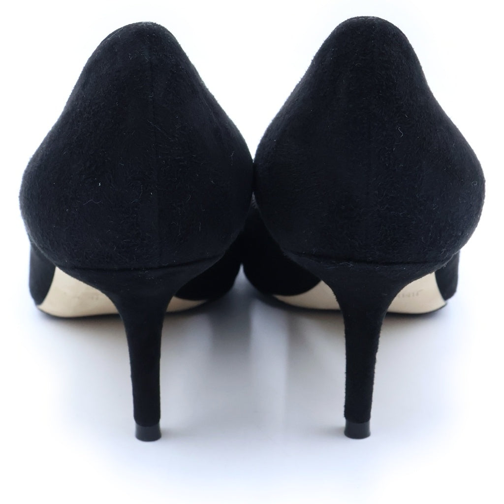 JIMMY CHOO(ジミーチュウ) SARESA 65 ビジュー装飾 スエードレザー ポインテッドトゥ ヒール パンプス シューズ ブラック レディース
