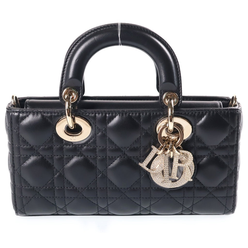 DIOR(ディオール) LADY D-JOY レディディージョイ ミディアム カナージュ 2wayショルダーバッグ ブラック レザー レディース