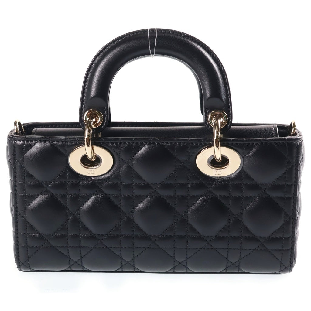 DIOR(ディオール) LADY D-JOY レディディージョイ ミディアム カナージュ 2wayショルダーバッグ ブラック レザー レディース