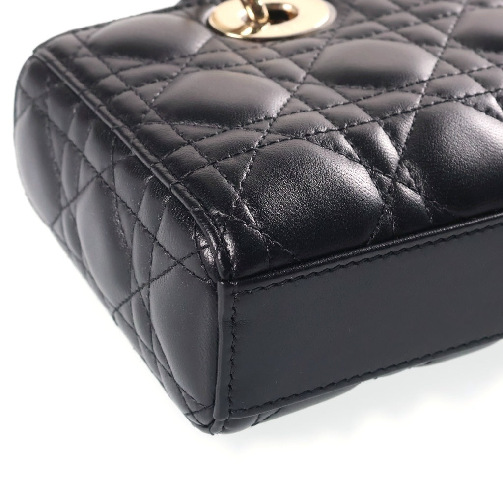 DIOR(ディオール) LADY D-JOY レディディージョイ ミディアム カナージュ 2wayショルダーバッグ ブラック レザー レディース