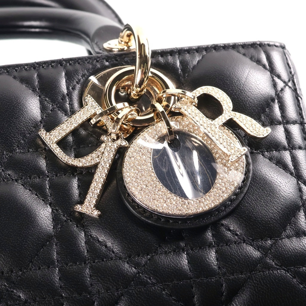 DIOR(ディオール) LADY D-JOY レディディージョイ ミディアム カナージュ 2wayショルダーバッグ ブラック レザー レディース