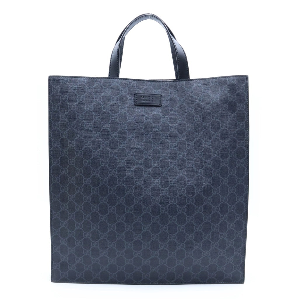 GUCCI(グッチ) GGスプリーム 2WAYトートバッグ ハンドバッグ ショルダーバッグ ブラック レザー×PVC 495559 シルバー金具