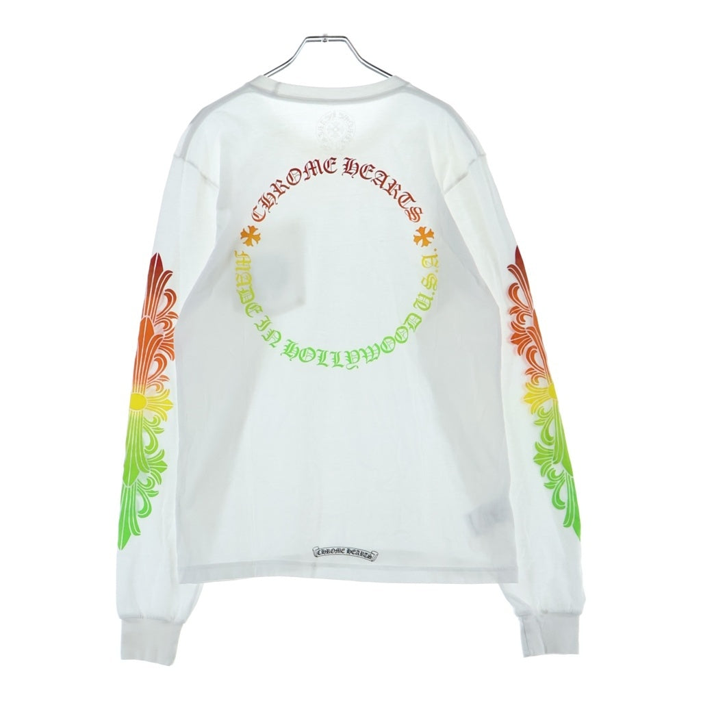 CHROME HEARTS(クロムハーツ) FRL Circle Logo L/S Tee グラデーション サークルロゴ 袖フローラル ロングスリーブTシャツ 長袖 ロンT カットソー ホワイト