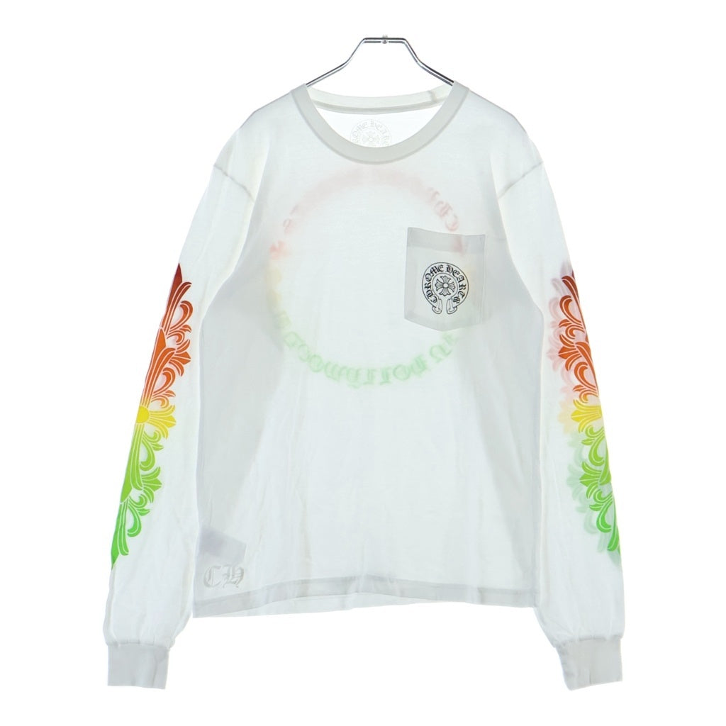 CHROME HEARTS(クロムハーツ) FRL Circle Logo L/S Tee グラデーション サークルロゴ 袖フローラル ロングスリーブTシャツ 長袖 ロンT カットソー ホワイト