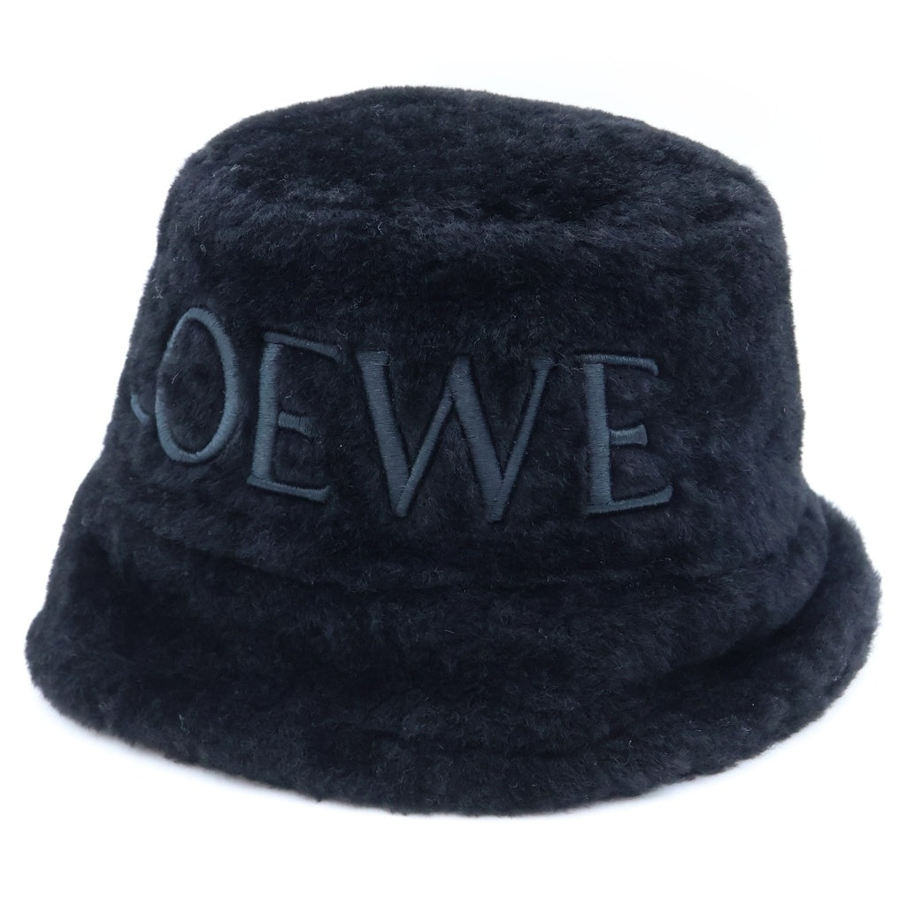 LOEWE(ロエベ) エンブロイダリー シアリング バケットハット 刺繍ロゴ ブラック K820HB1X70 レディース