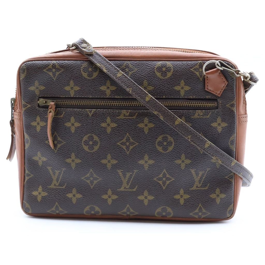 LOUIS VUITTON(ルイヴィトン) モノグラム サックスポ ショルダーバッグ ブラウン レザー×PVC シルバー金具 レディース