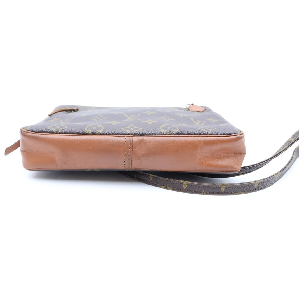 LOUIS VUITTON(ルイヴィトン) モノグラム サックスポ ショルダーバッグ ブラウン レザー×PVC シルバー金具 レディース