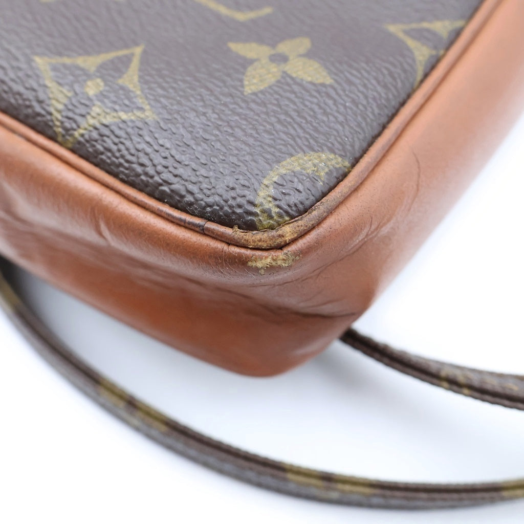 LOUIS VUITTON(ルイヴィトン) モノグラム サックスポ ショルダーバッグ ブラウン レザー×PVC シルバー金具 レディース