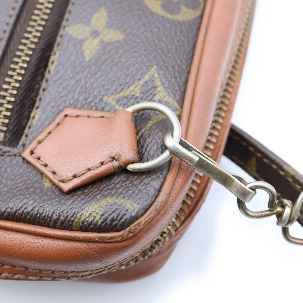 LOUIS VUITTON(ルイヴィトン) モノグラム サックスポ ショルダーバッグ ブラウン レザー×PVC シルバー金具 レディース