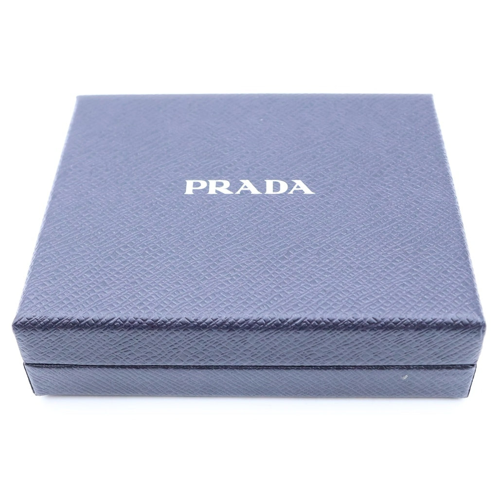 PRADA(プラダ) トライアングルロゴ マネークリップ 二つ折り財布 コンパクトウォレット カードケース ブラック レザー 2MN077