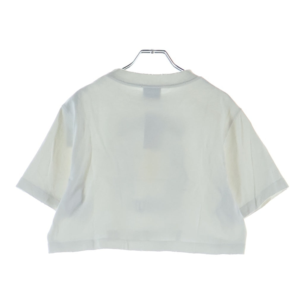 BALENCIAGA(バレンシアガ) 26SS Salon De Couture クロップド半袖Tシャツ カットソー ユーズド加工 アートワークプリント ホワイト 871735 TUVD4 レディース