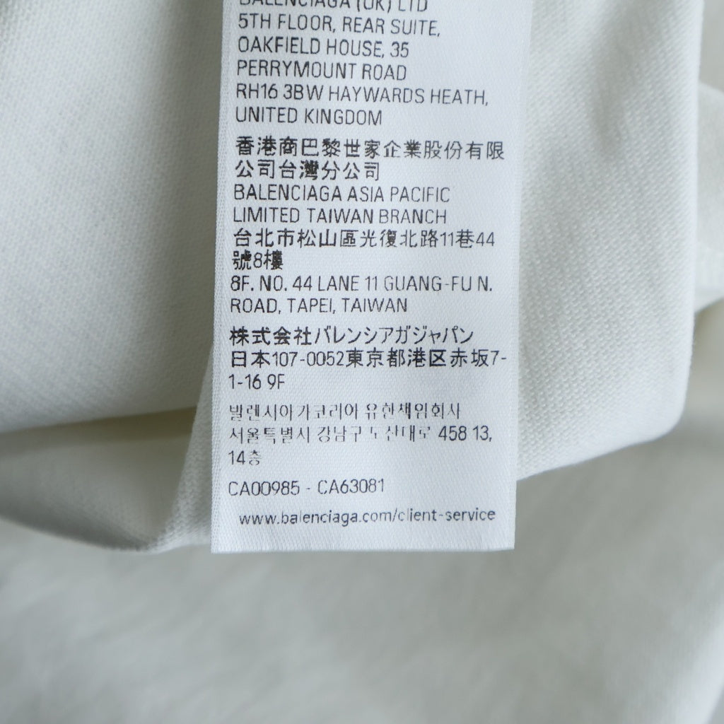 BALENCIAGA(バレンシアガ) 26SS Salon De Couture クロップド半袖Tシャツ カットソー ユーズド加工 アートワークプリント ホワイト 871735 TUVD4 レディース