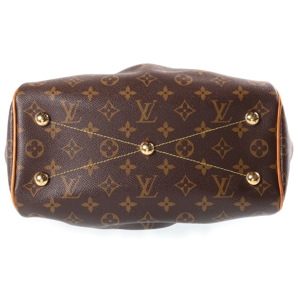 LOUIS VUITTON(ルイヴィトン) モノグラム ティヴォリPM ハンドバッグ ブラウン レザー×PVC M40143 ゴールド金具 レディース