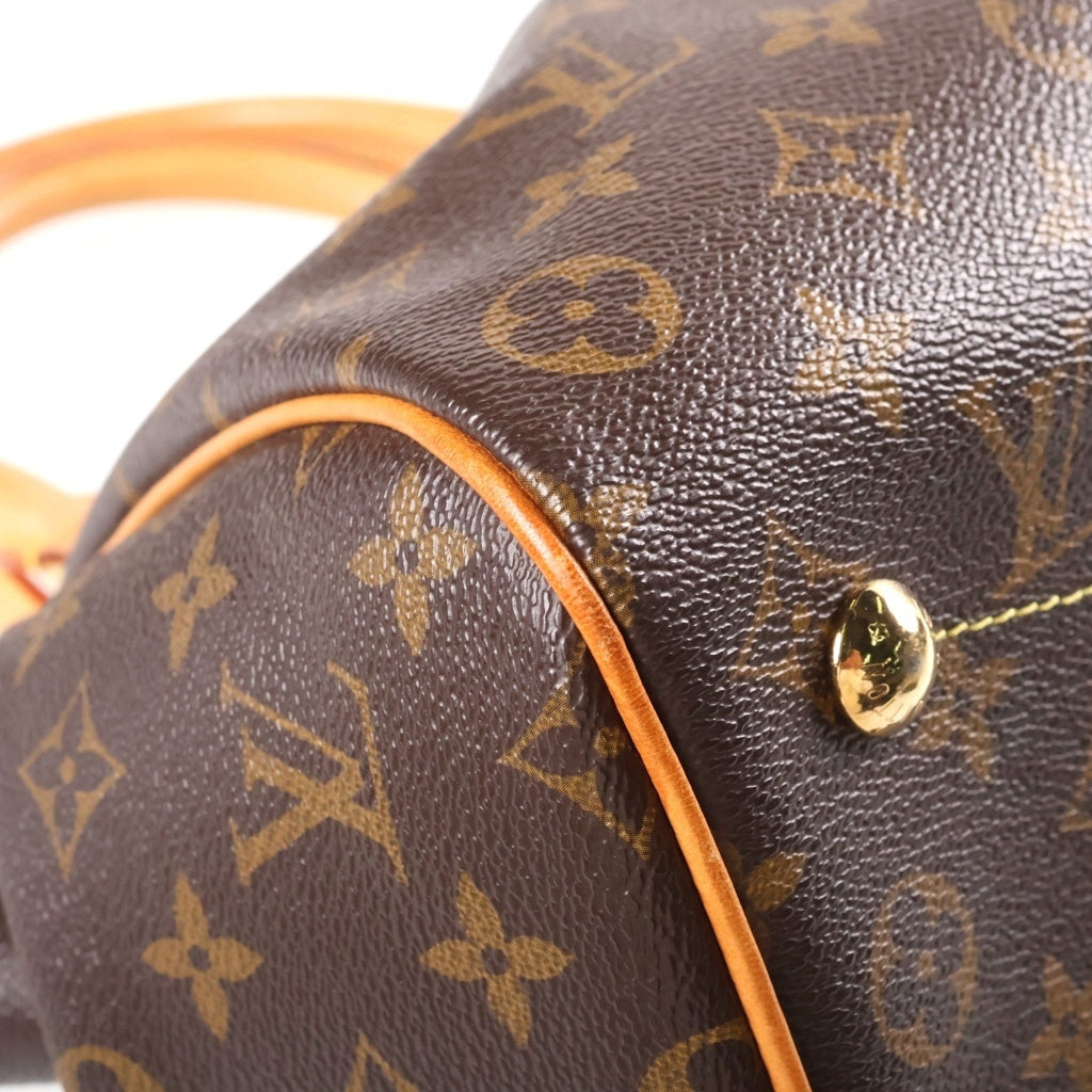 LOUIS VUITTON(ルイヴィトン) モノグラム ティヴォリPM ハンドバッグ ブラウン レザー×PVC M40143 ゴールド金具 レディース