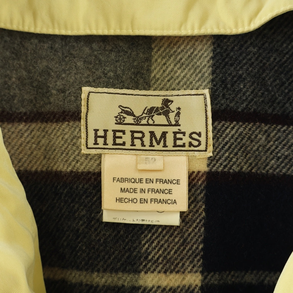 HERMES(エルメス) Quilting Coat キルティングコート チェックライナー付き ナイロン ポリエステル フランス製 イエロー