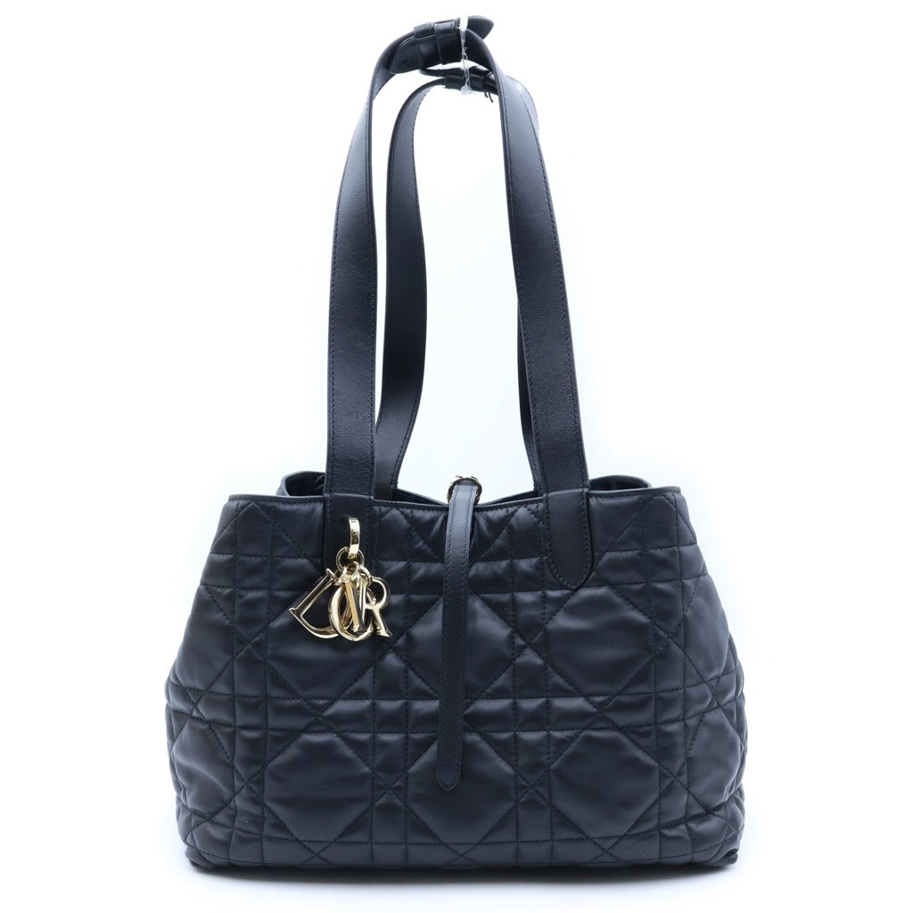 Christian Dior(クリスチャンディオール) トゥジュール カナージュ ハンドバッグ トートバッグ ブラック レザー ゴールド金具 レディース