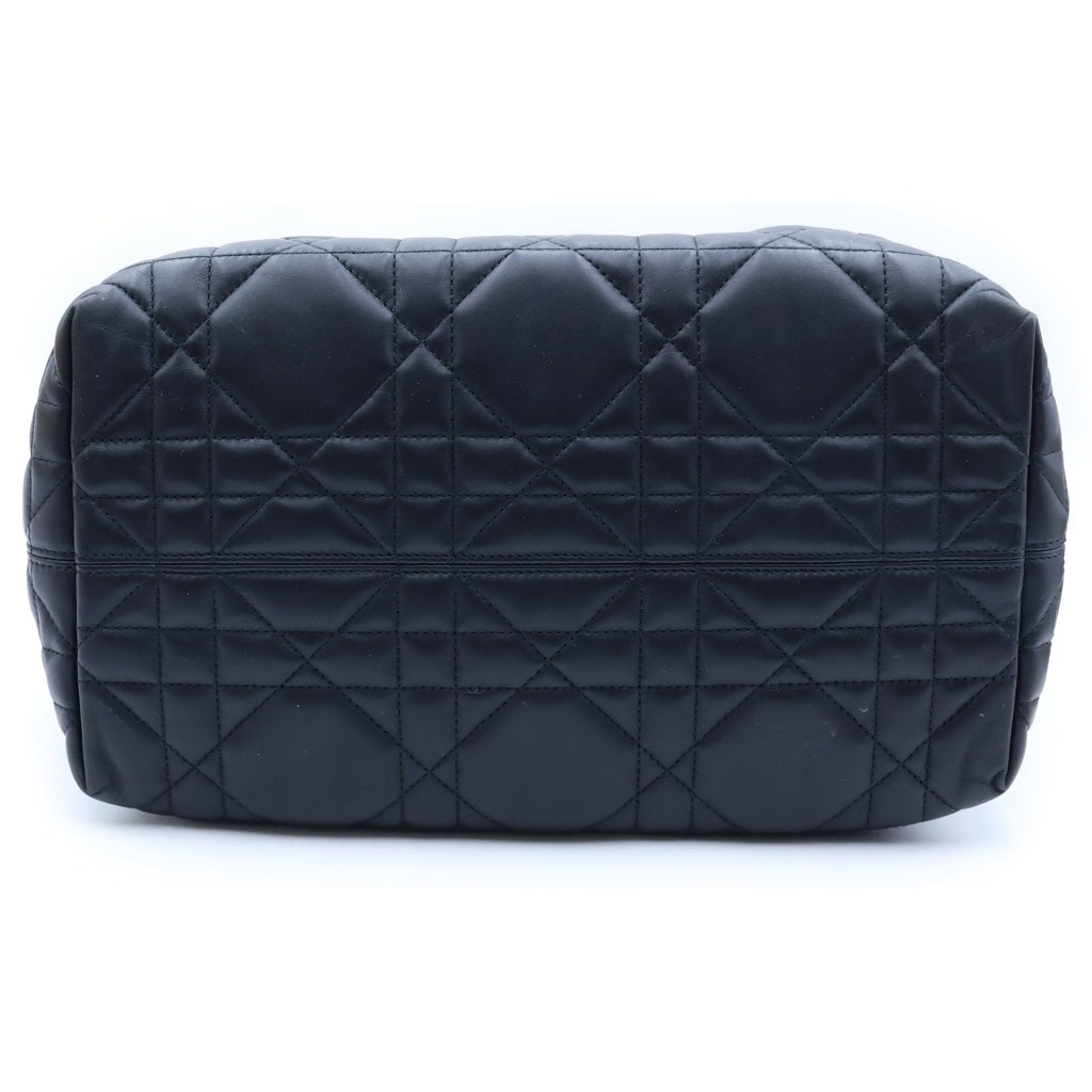 Christian Dior(クリスチャンディオール) トゥジュール カナージュ ハンドバッグ トートバッグ ブラック レザー ゴールド金具 レディース