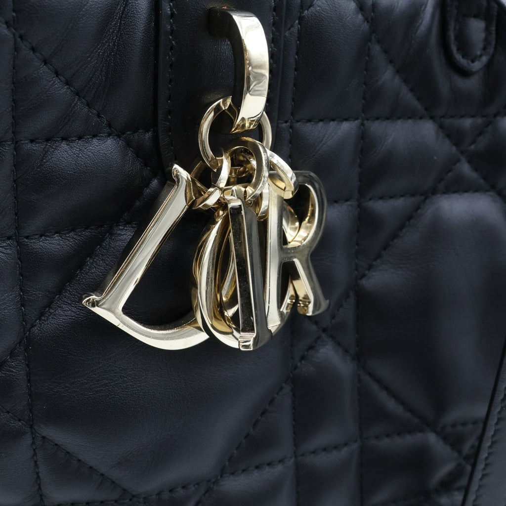 Christian Dior(クリスチャンディオール) トゥジュール カナージュ ハンドバッグ トートバッグ ブラック レザー ゴールド金具 レディース