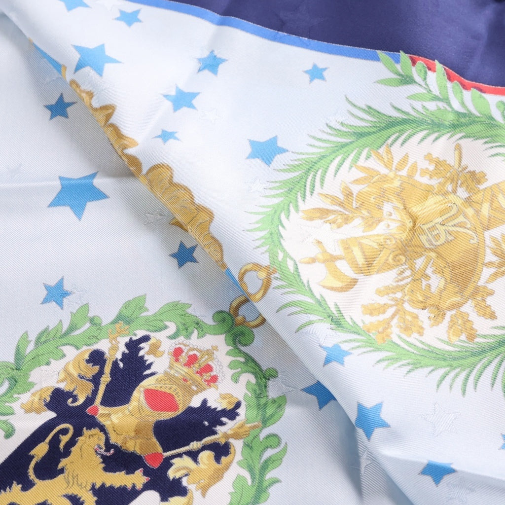 HERMES(エルメス) カレ90 シルクスカーフ Emblemes de L'Europe ブルー レディース