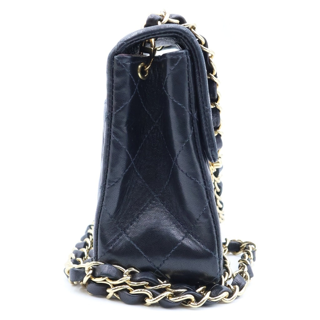 CHANEL(シャネル) ミニマトラッセ17 Sフラップ チェーンショルダーバッグ ミニバッグ ブラック ラムスキン 7番台 ゴールド金具 レディース