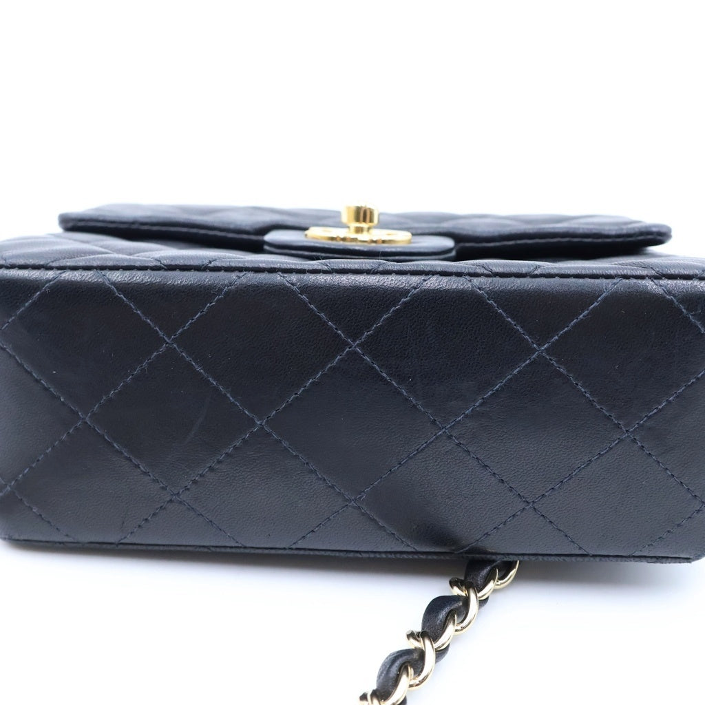 CHANEL(シャネル) ミニマトラッセ17 Sフラップ チェーンショルダーバッグ ミニバッグ ブラック ラムスキン 7番台 ゴールド金具 レディース