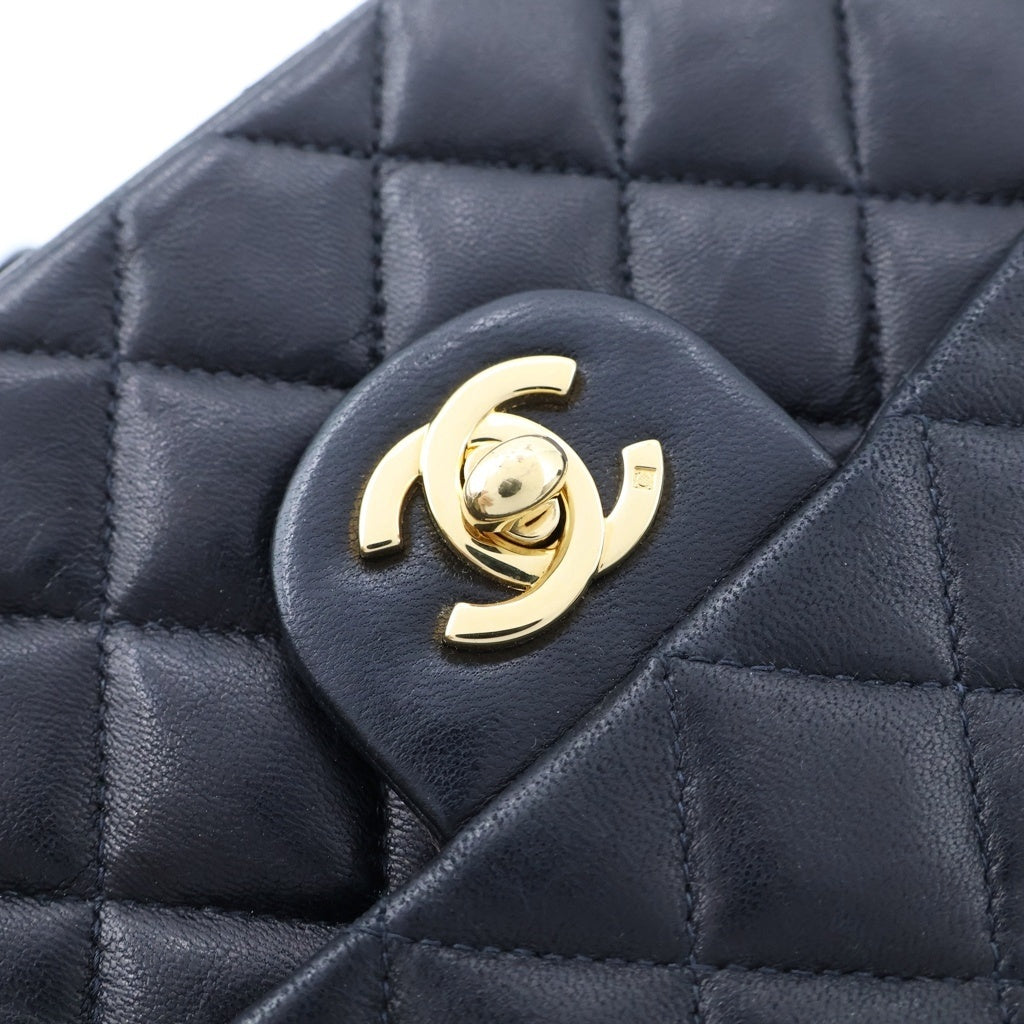 CHANEL(シャネル) ミニマトラッセ17 Sフラップ チェーンショルダーバッグ ミニバッグ ブラック ラムスキン 7番台 ゴールド金具 レディース