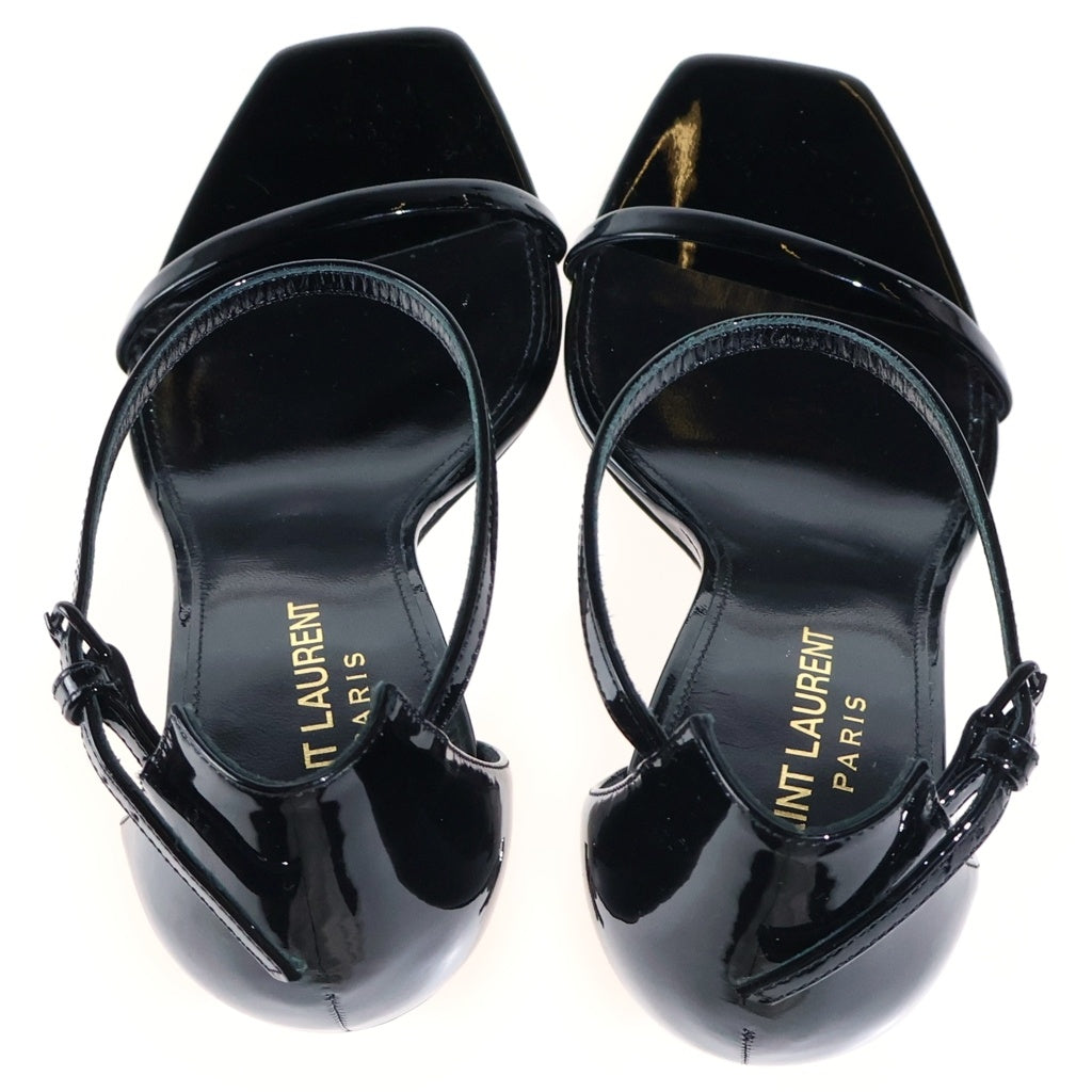 SAINT LAURENT PARIS(サンローランパリ) オピウム サンダル シューズ YSLロゴヒール パテントレザー ブラック 5576620NPVV1000 レディース