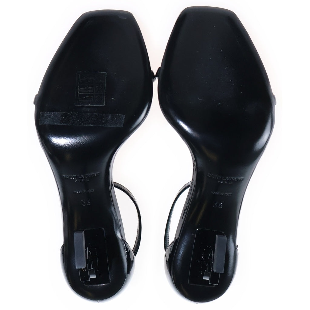 SAINT LAURENT PARIS(サンローランパリ) オピウム サンダル シューズ YSLロゴヒール パテントレザー ブラック 5576620NPVV1000 レディース