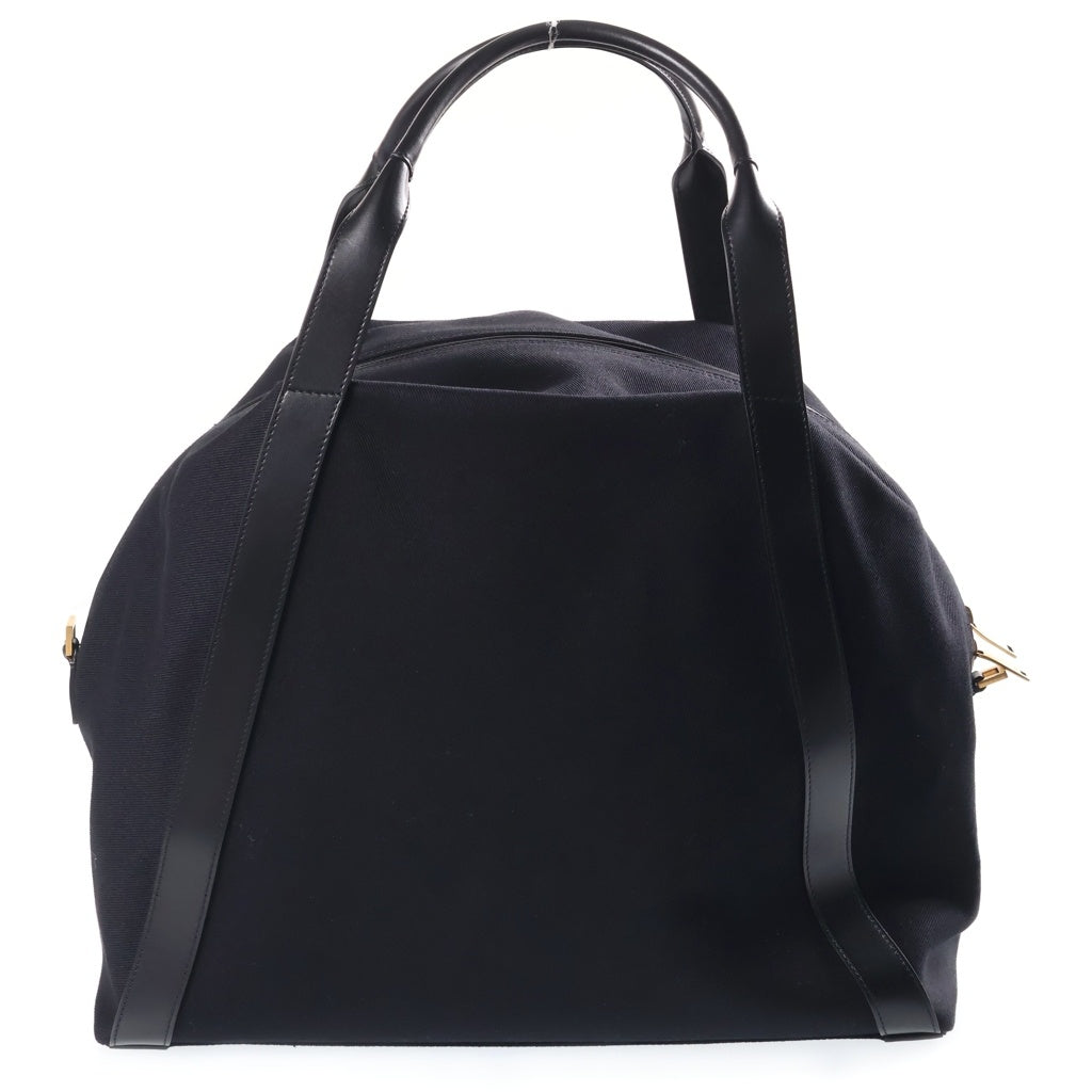 SAINT LAURENT PARIS(サンローランパリ) リヴゴーシュ 2WAYハンドバッグ ボウリングバッグ ショルダーバッグ ブラック レザー×キャンバス 774048 ゴールド金具 レディース