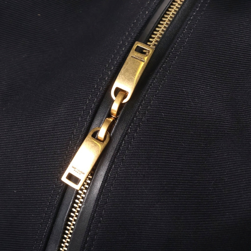 SAINT LAURENT PARIS(サンローランパリ) リヴゴーシュ 2WAYハンドバッグ ボウリングバッグ ショルダーバッグ ブラック レザー×キャンバス 774048 ゴールド金具 レディース