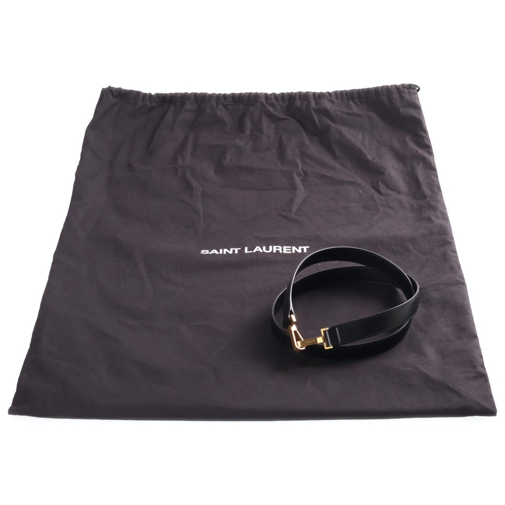 SAINT LAURENT PARIS(サンローランパリ) リヴゴーシュ 2WAYハンドバッグ ボウリングバッグ ショルダーバッグ ブラック レザー×キャンバス 774048 ゴールド金具 レディース
