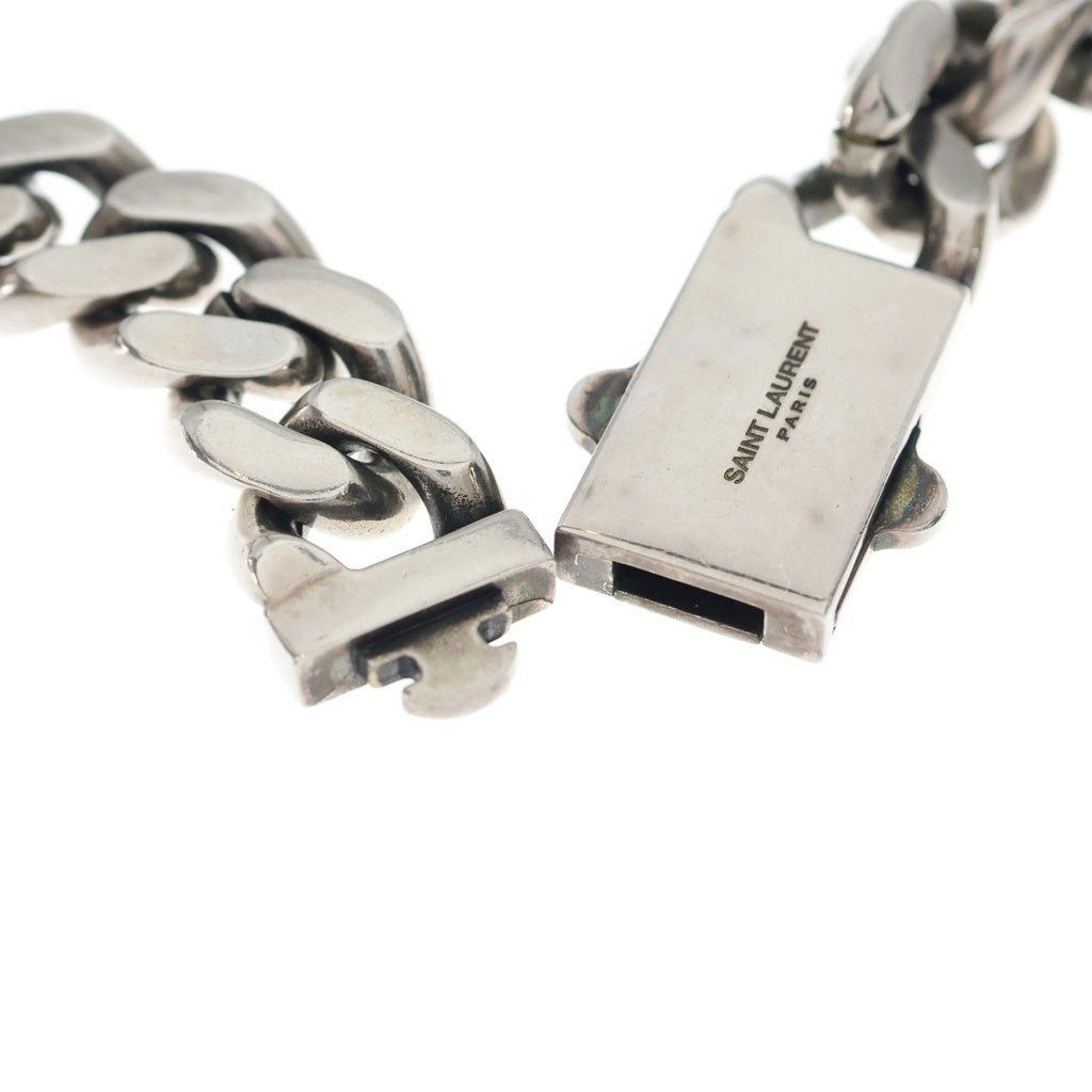 SAINT LAURENT PARIS(サンローランパリ) METAL CURB CHAIN NECKLACE メタル カーブチェーンネックレス チョーカー シルバー 691316