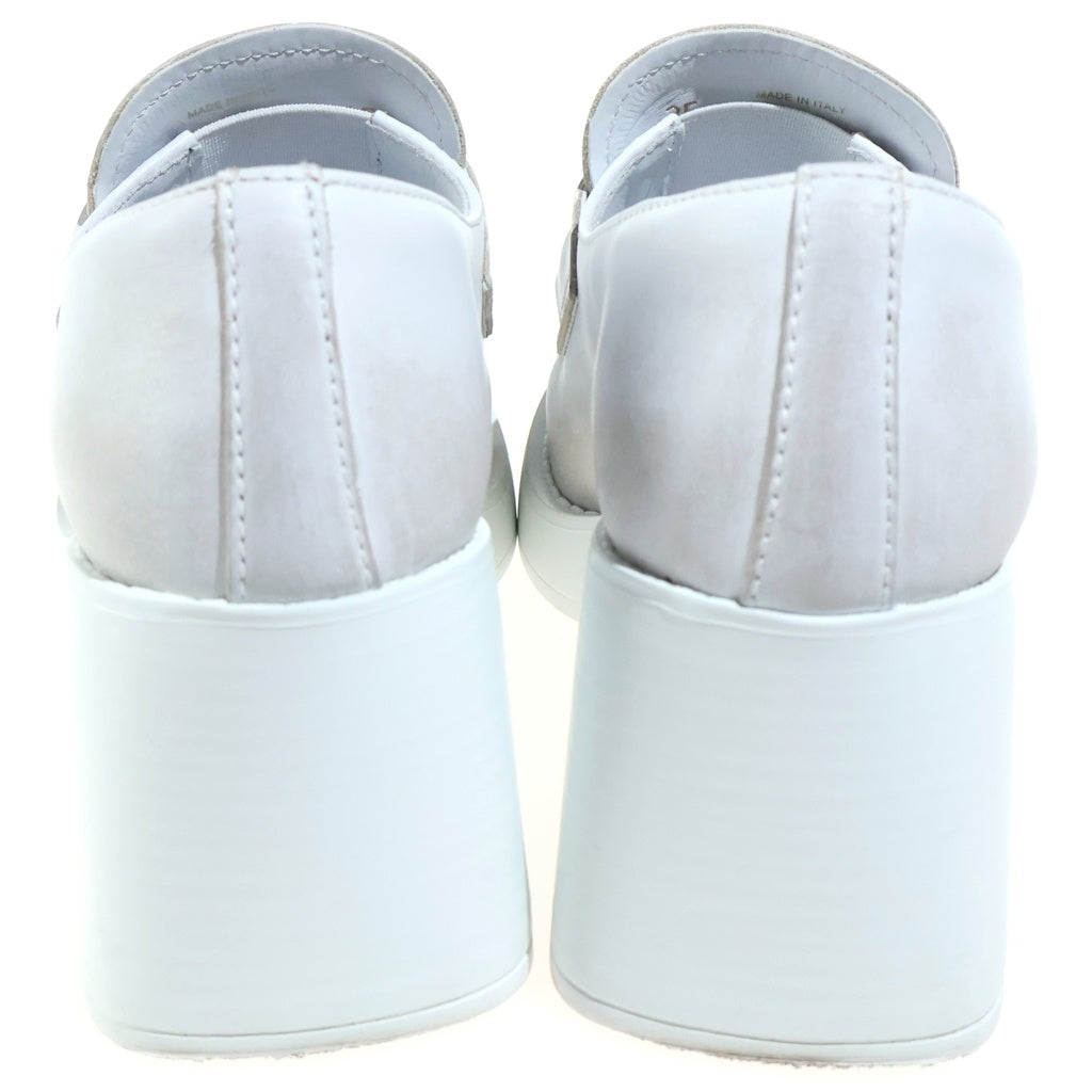 miumiu(ミュウミュウ) Leather Penny Loafers レザーペニーローファー シューズ コイン チャンキーソール ユーズド加工 ホワイト 5D820D レディース