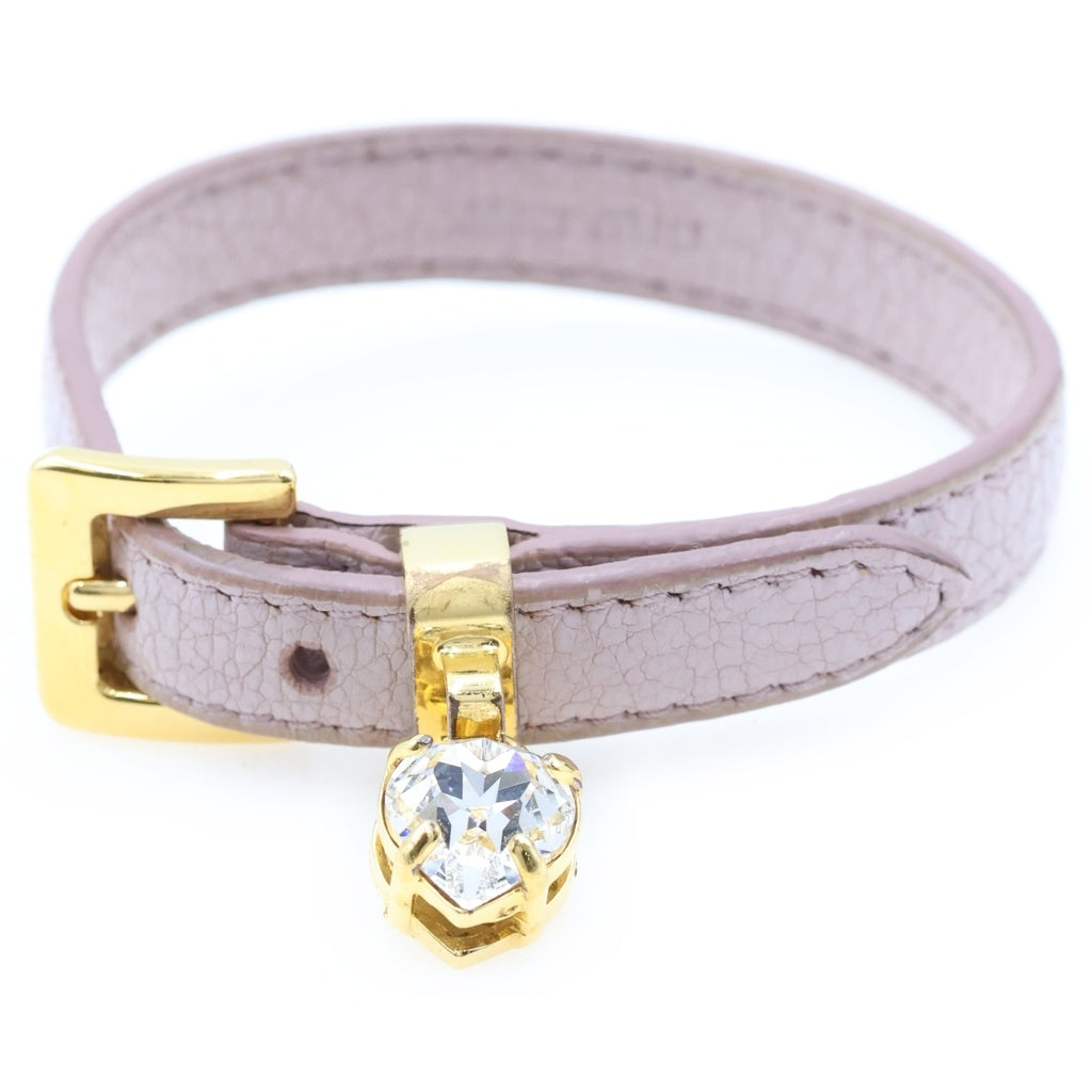 miumiu(ミュウミュウ) マドラス ブレスレット レザー ピンク ゴールド金具 レディース