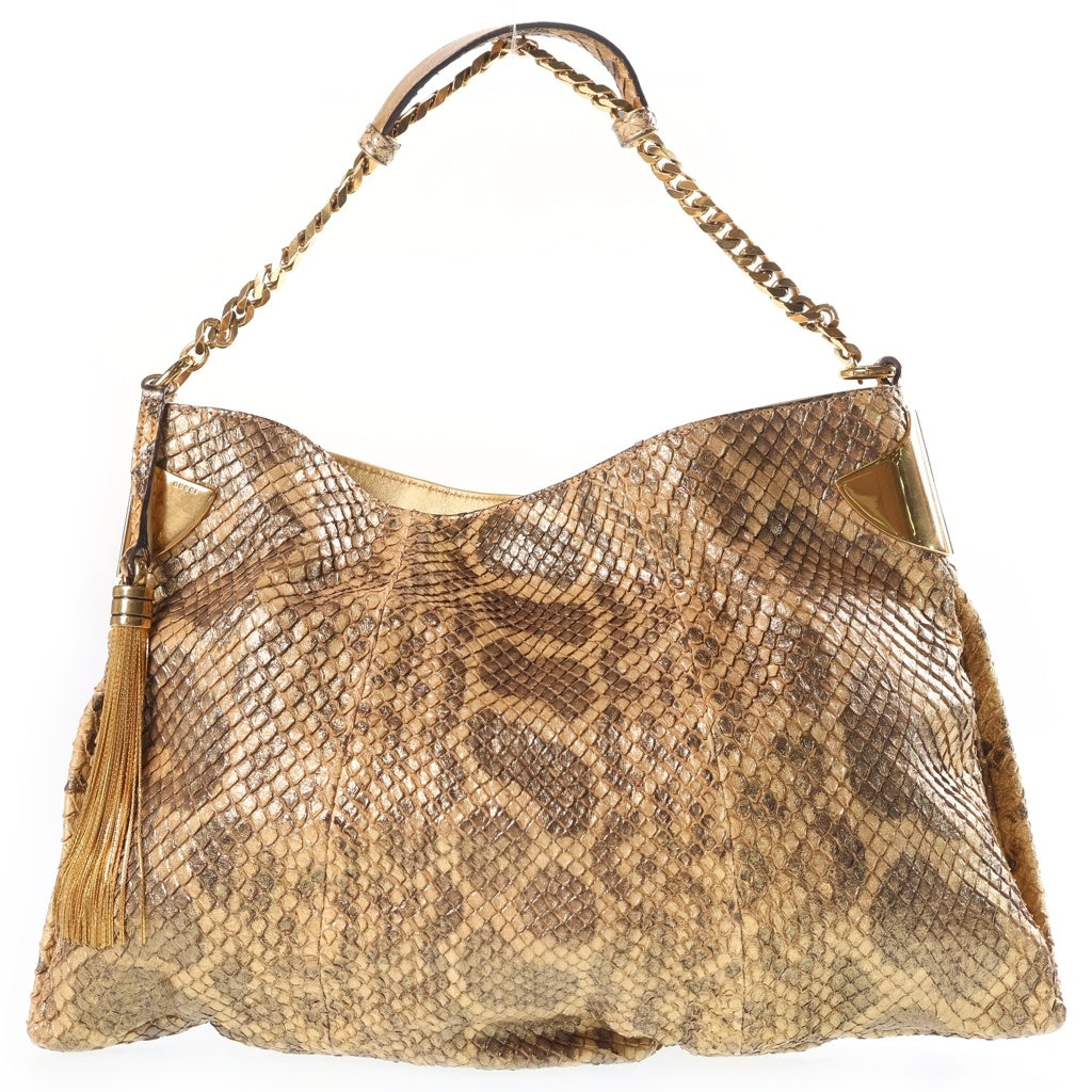 GUCCI(グッチ) チェーン パイソンショルダーバッグ トートバッグ ゴールド 290682 ゴールド金具 レディース