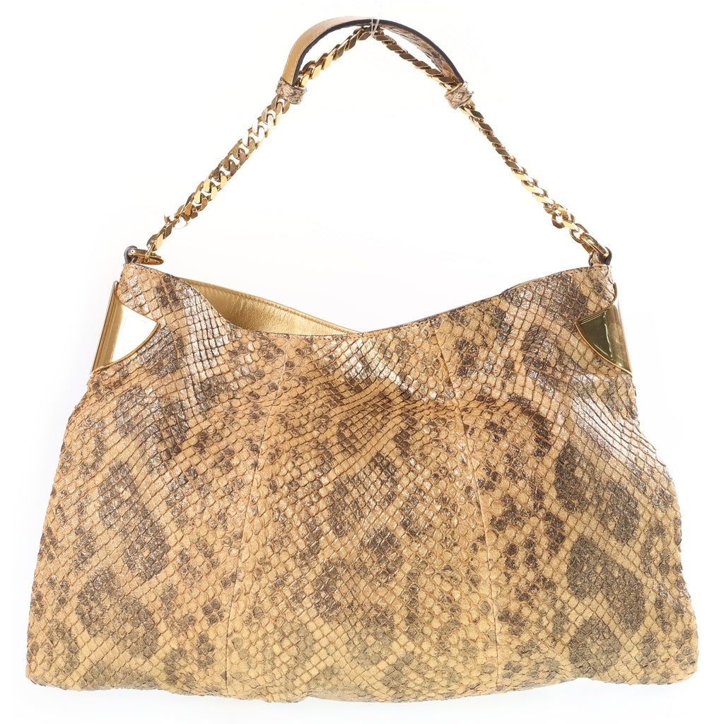 GUCCI(グッチ) チェーン パイソンショルダーバッグ トートバッグ ゴールド 290682 ゴールド金具 レディース