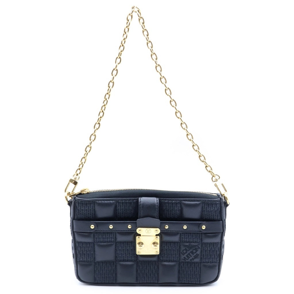 LOUIS VUITTON(ルイヴィトン) ダミエジャイアント トロカPM チェーンショルダーバッグ ブラック レザー M59116 ゴールド金具 レディース