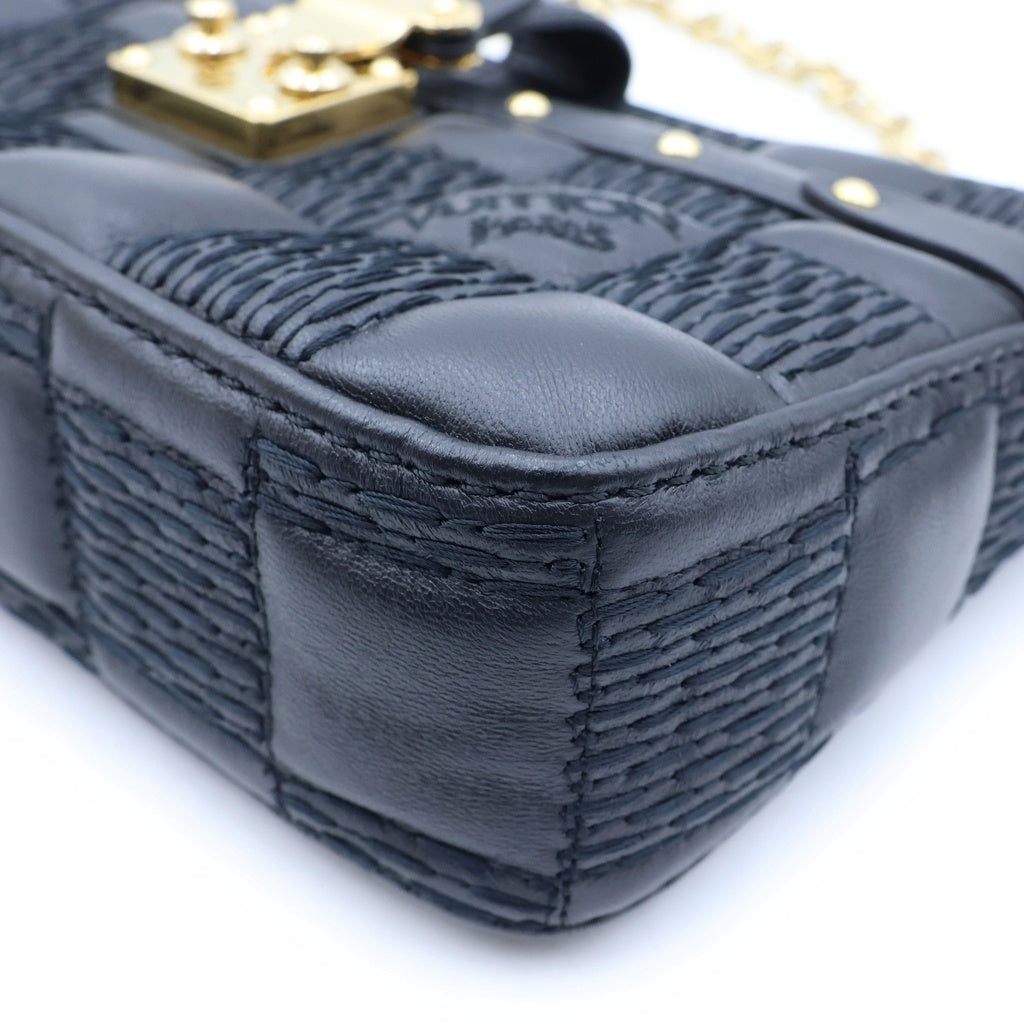 LOUIS VUITTON(ルイヴィトン) ダミエジャイアント トロカPM チェーンショルダーバッグ ブラック レザー M59116 ゴールド金具 レディース
