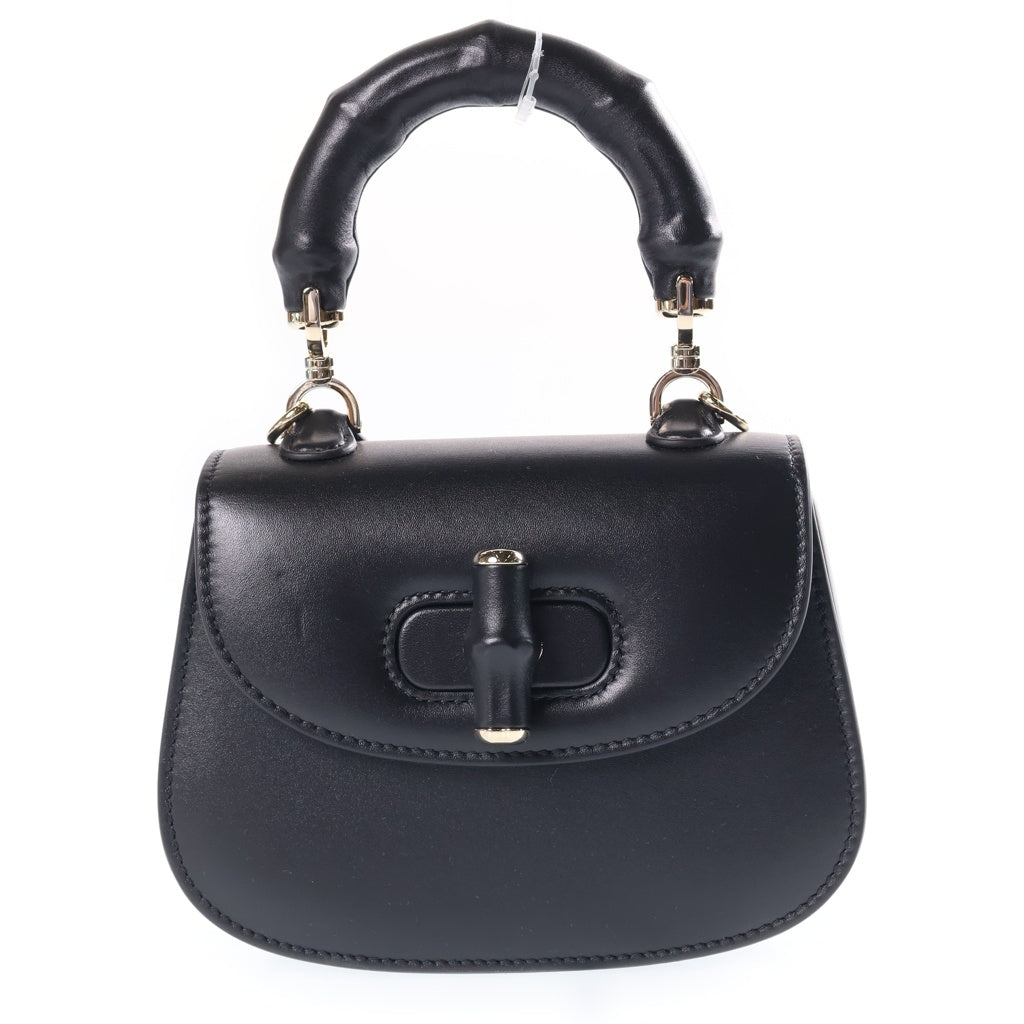 GUCCI(グッチ) バンブー 1947 ミニ 2WAY ハンドバッグ ショルダーバッグ ブラック レザー 827738 ゴールド金具 レディース