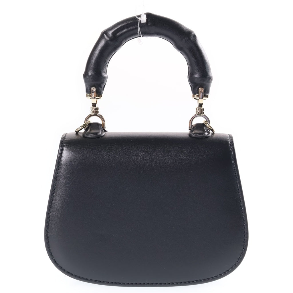 GUCCI(グッチ) バンブー 1947 ミニ 2WAY ハンドバッグ ショルダーバッグ ブラック レザー 827738 ゴールド金具 レディース