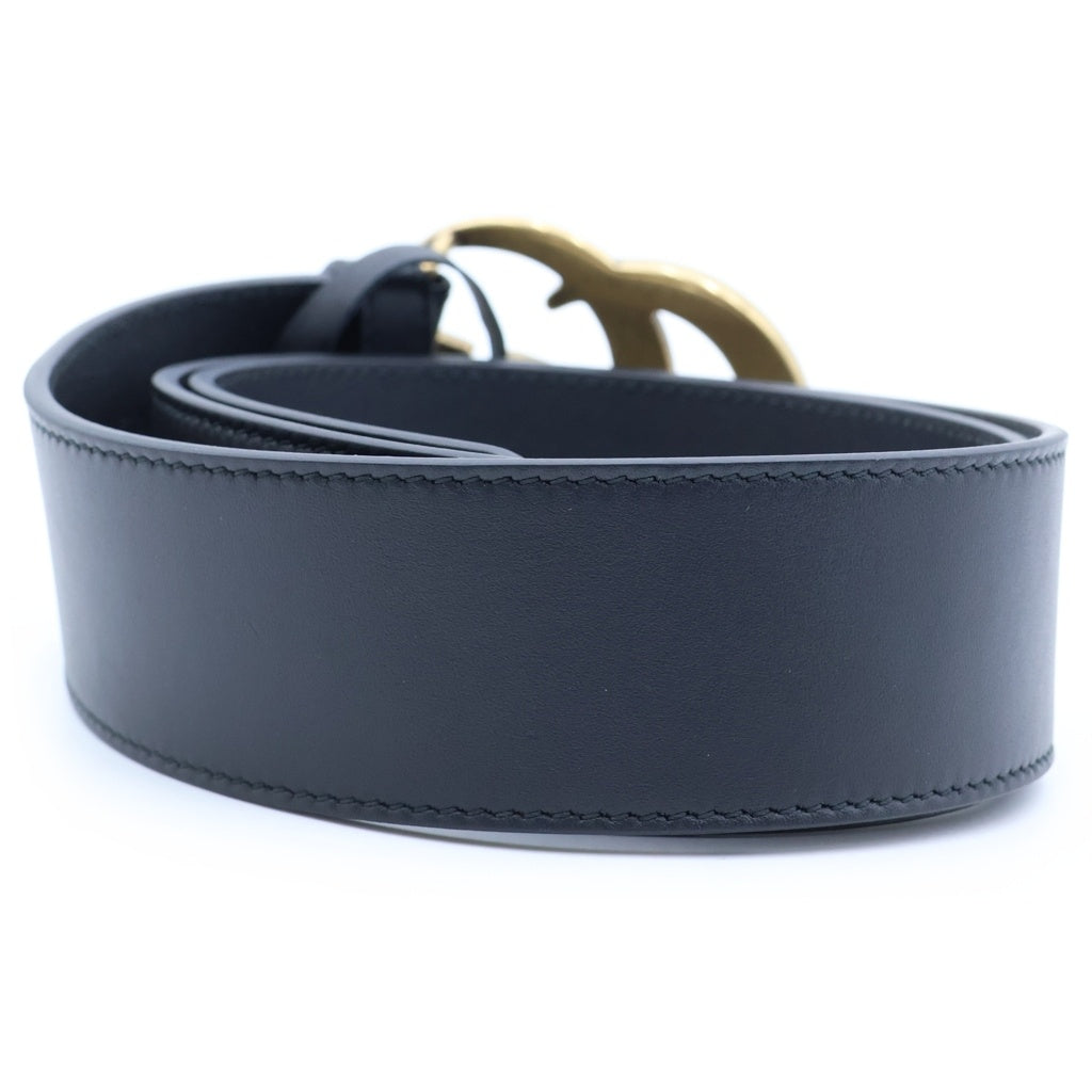 GUCCI(グッチ) GGエンブレム レザーベルト ブラック 400593 ゴールド金具 レディース