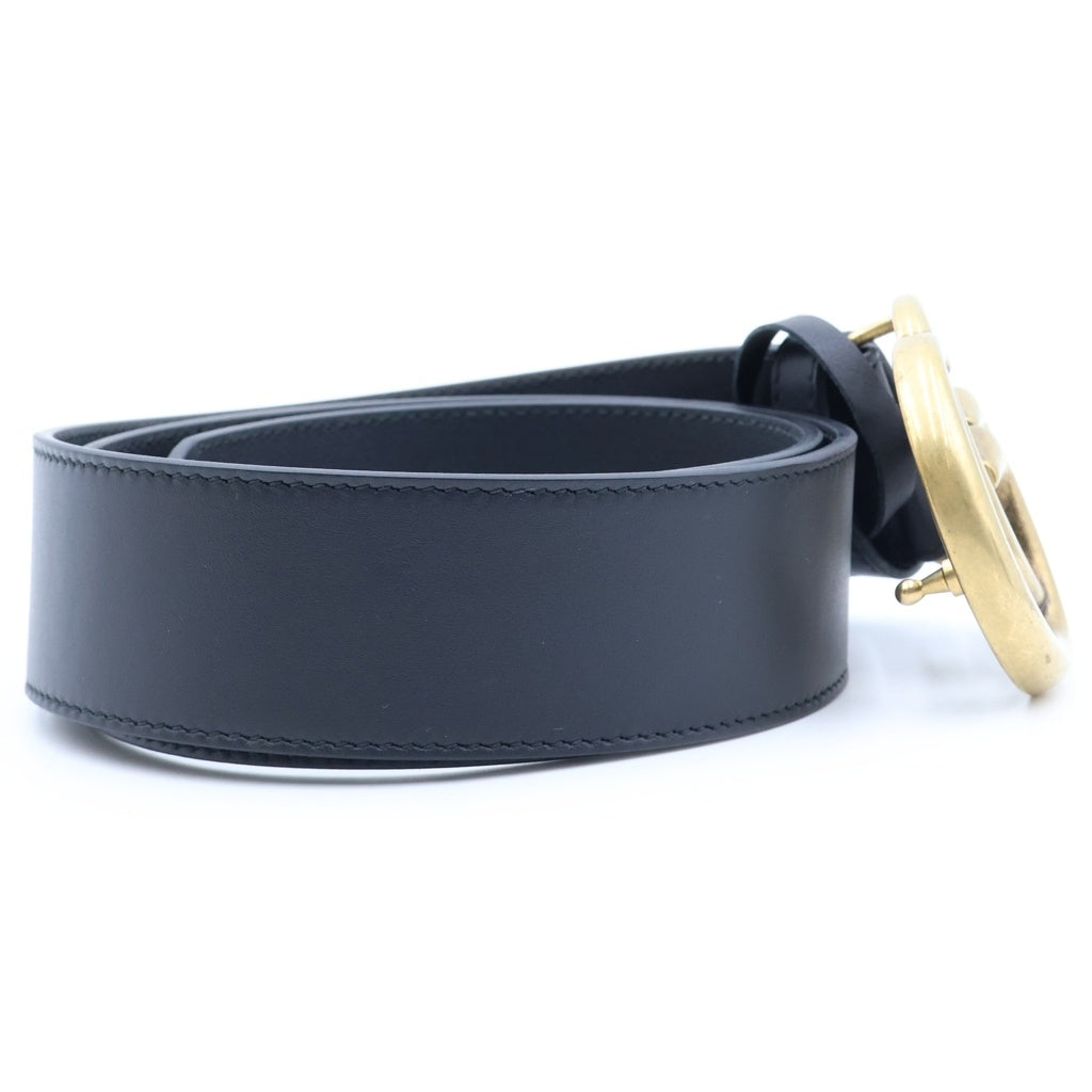 GUCCI(グッチ) GGエンブレム レザーベルト ブラック 400593 ゴールド金具 レディース